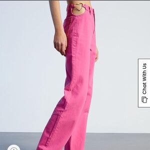 Pink Heart Cutout High-Waist Pink Jeans 🩷